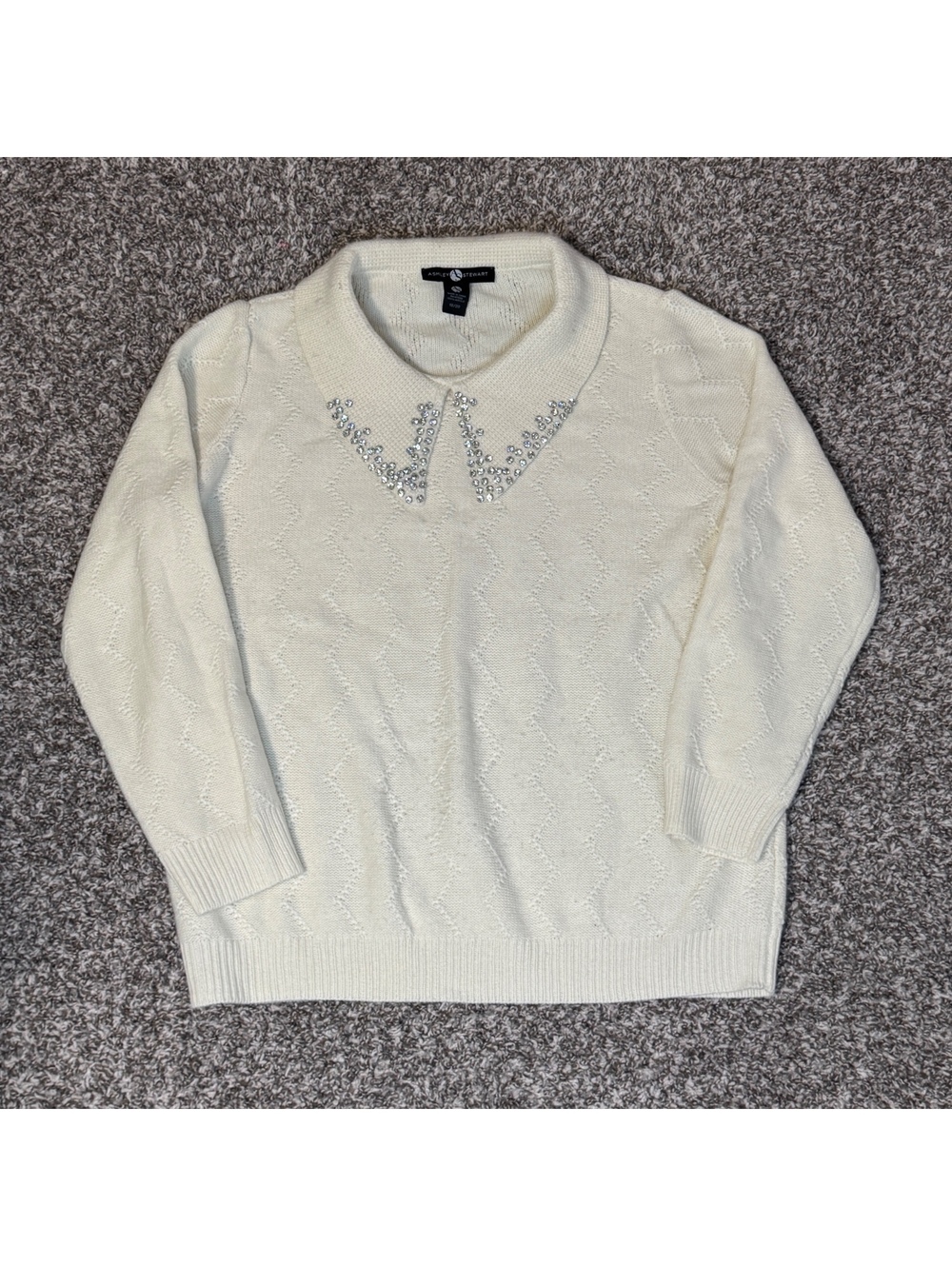 Ashley Stewart Rhinestone Collar Sweater
